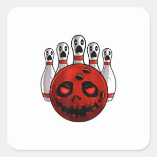 Halloween Bowling Bowler Bowlingween Pun T - Shirt Quadratischer Aufkleber