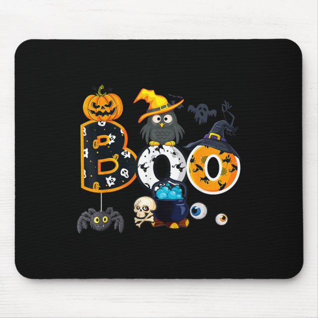 Halloween Bowling mit Hexenhühnchen-Jungs-Mädchen Mousepad (Vorne)
