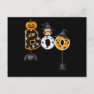 Halloween-Bowling mit Hexenhutspinnen Postkarte