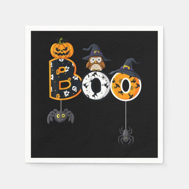 Halloween-Bowling mit Hexenhutspinnen Serviette (Vorderseite)