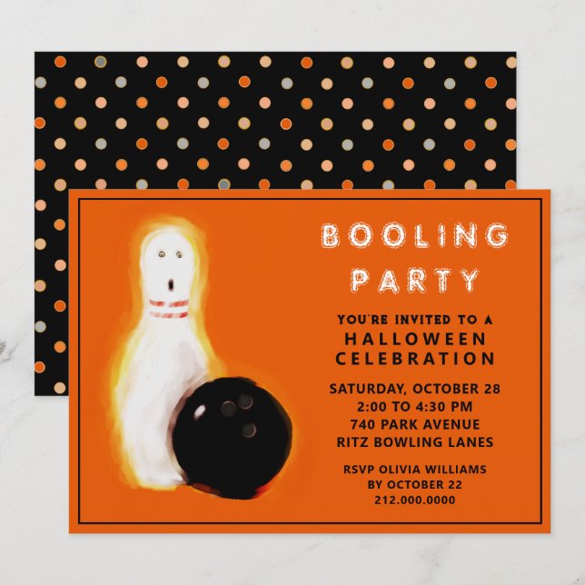 Halloween-Bowling-Party Einladungen (Vorne/Hinten)