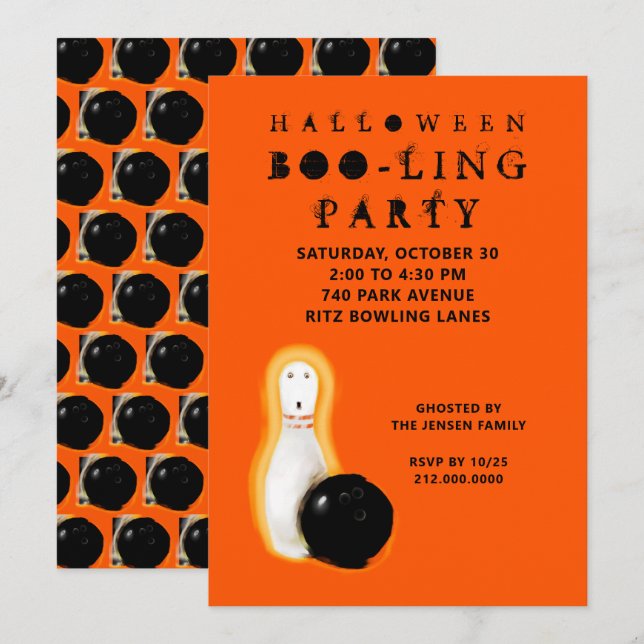 Halloween Bowling Party Invitations (Devant / Derrière)