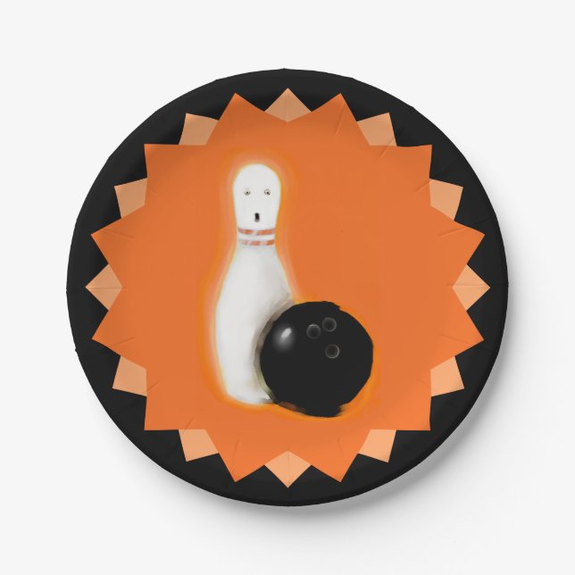 Halloween Bowling-Party Pappteller (Vorderseite)