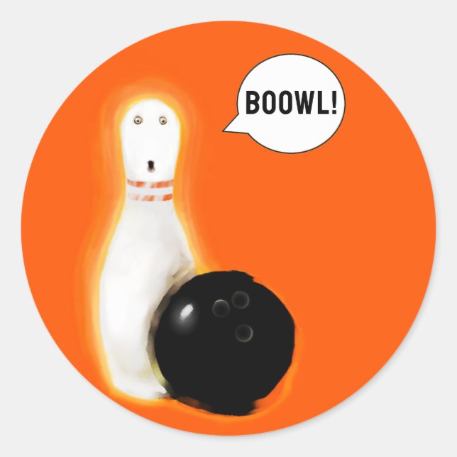 Halloween Bowling Spaß Klassischer Rundaufkleber Runder Aufkleber (Vorderseite)