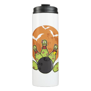 Halloween Bowling Zombie Buttone Bats Bowler Gesch Thermosbecher