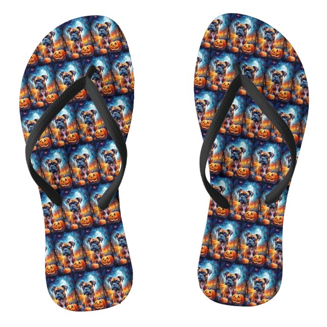 Halloween Boxer mit Pumpkins Beängstigend Flip Flops (Fußbett)
