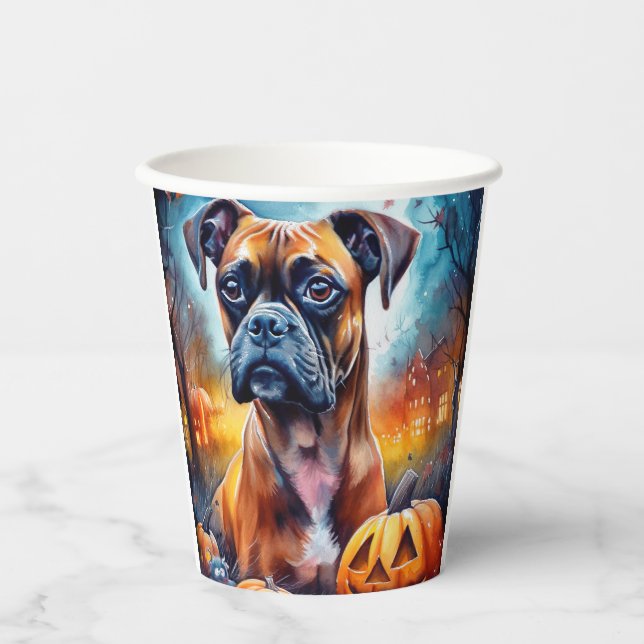 Halloween Boxer mit Pumpkins Beängstigend Pappbecher (Vorderseite)