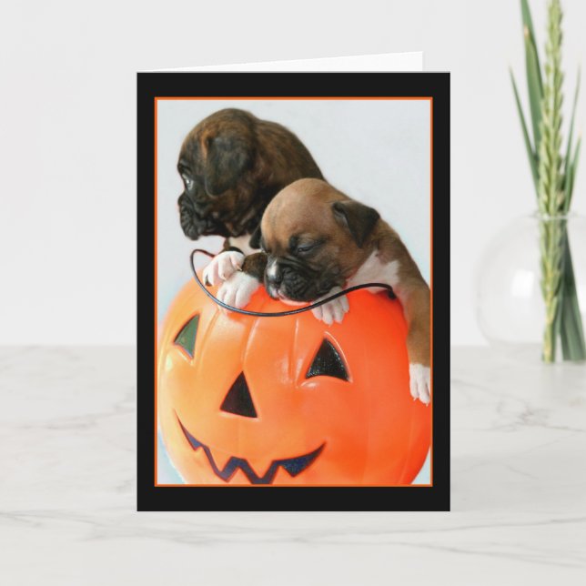 Halloween Boxer Welpen Grußkarte Karte (Vorderseite)