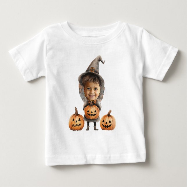 Halloween Boy Face Personalized  Baby T-shirt (Vorderseite)