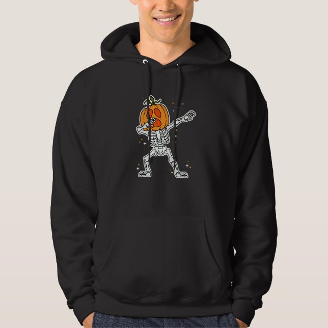 Halloween Boys Dabbing Skeleton Scary Pumpkin Jack Hoodie (Vorderseite)