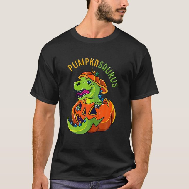 Halloween Boys Men Pumpkasaurus Dinosaur Pumpkin F T-Shirt (Vorderseite)