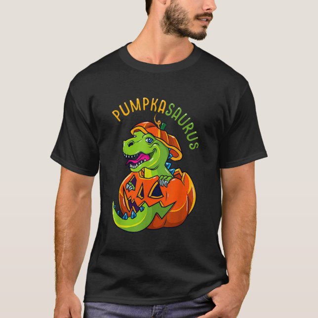 Halloween Boys Men Pumpkasaurus Dinosaur Pumpkin F T-Shirt (Vorderseite)