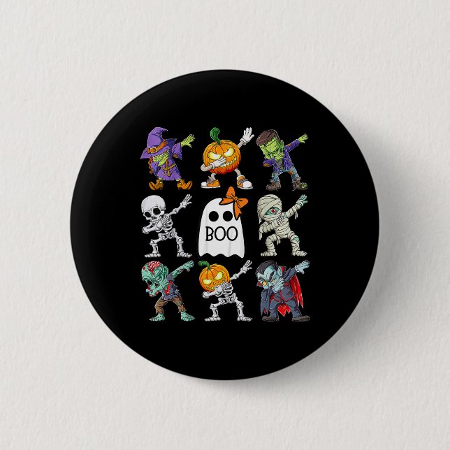 Halloween Boys Skeleton Zombie Pumpkin Unique Boo Button (Vorderseite)