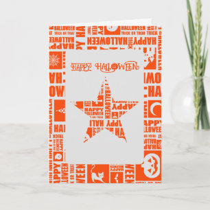 Halloween Brauch Coole Whimsische Typografie Orang Karte