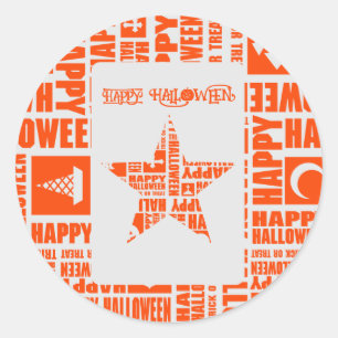 Halloween Brauch Coole Whimsische Typografie Orang Runder Aufkleber