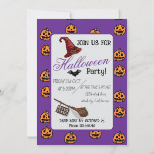 Halloween Brauch Whimsical Lustig Modern Violett Einladung