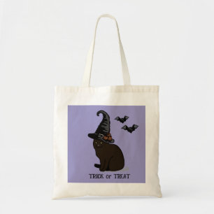 Halloween Brauch Whimsical Lustige Hexe Katze Lila Tragetasche