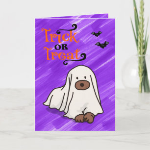 Halloween Brauch Whimsical Süßer Geist Hund Lila Karte