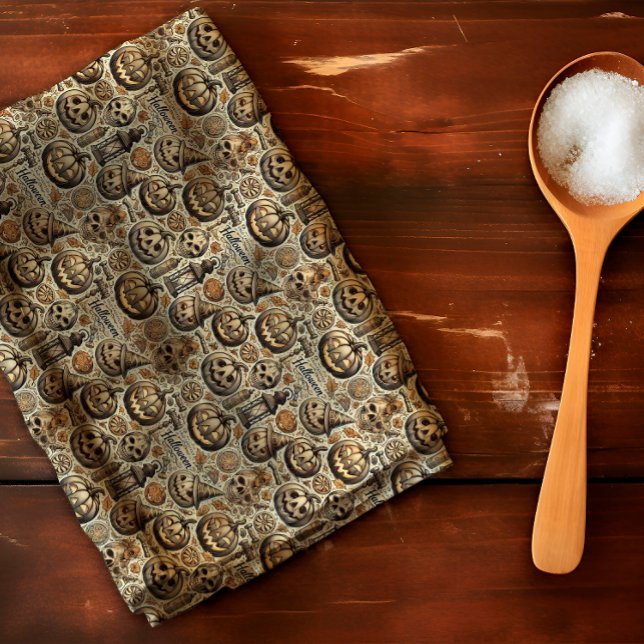 Halloween-Brauntöne, grau Geschirrtuch (Von Creator hochgeladen)