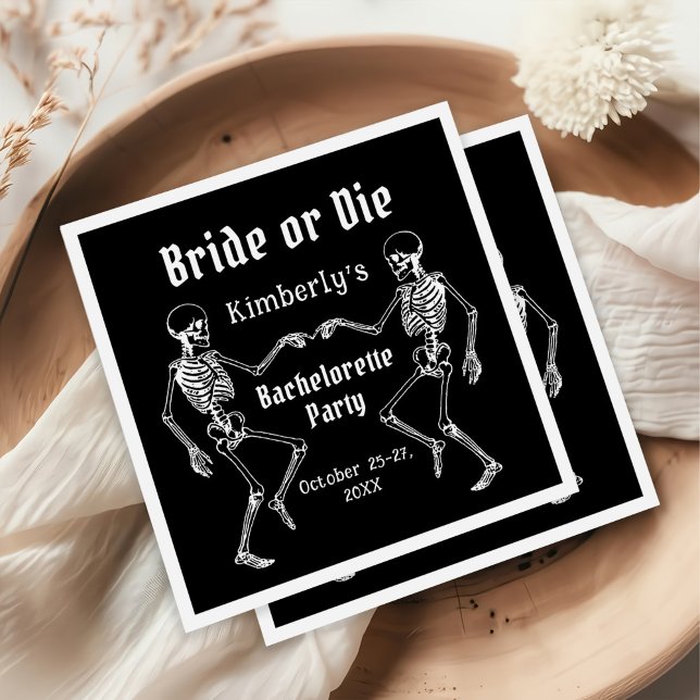 Halloween Braut oder stirb Skelett Junggesellinnen Serviette (Von Creator hochgeladen)