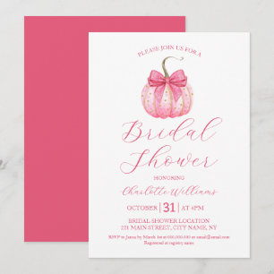 Halloween Brautparty Coquette Bow Pink Pumpkin Einladung