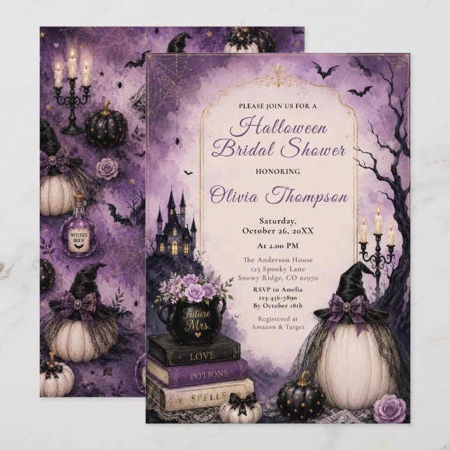 Halloween-Brautparty Einladung (Vorne/Hinten)