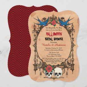Halloween-Brautparty-Einladung. Zucker-Schädel Einladung