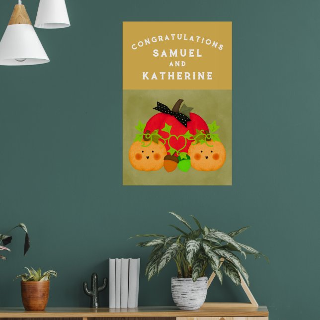 Halloween-Brautparty im Herbst Jäger-Glückwunsch Poster (Wohnzimmer 1)