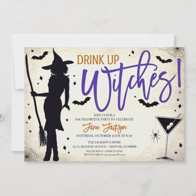 Halloween-Brautparty-Party Einladung (Vorderseite)