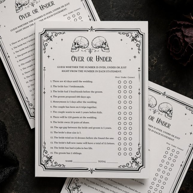 Halloween Brautparty Über oder Unter Spielkarte Einladung (Von Creator hochgeladen)