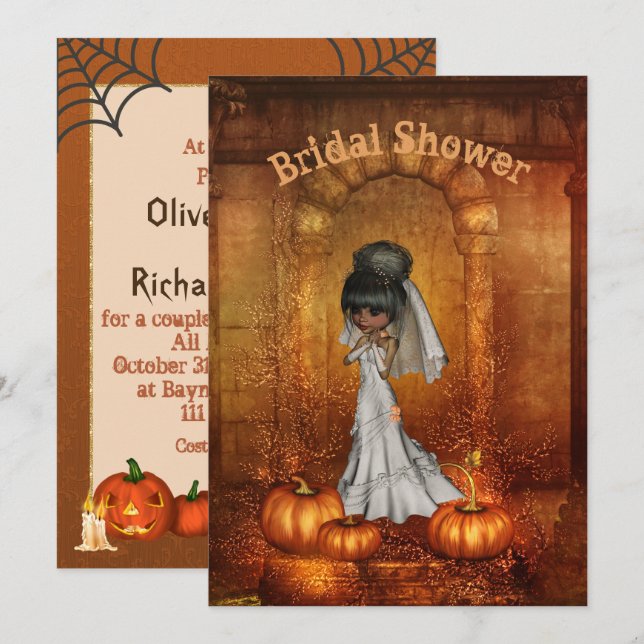 Halloween Bridal Dusche Einladung (Vorne/Hinten)