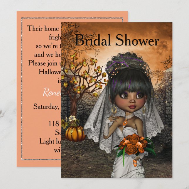 Halloween Bridal Dusche Einladung (Vorne/Hinten)