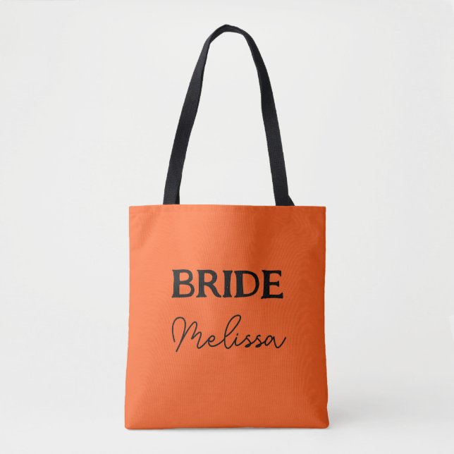 Halloween Bride Orange Name Tasche (Vorderseite)