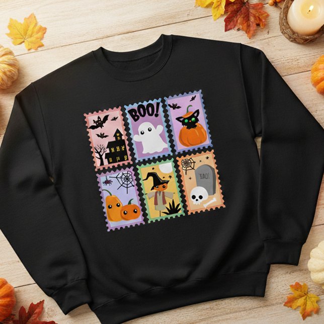 Halloween Briefmarke Collage Women's Sweatshirt (Von Creator hochgeladen)