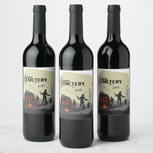 Halloween Briefmarke Collection "Creepy Friedhof" Weinetikett