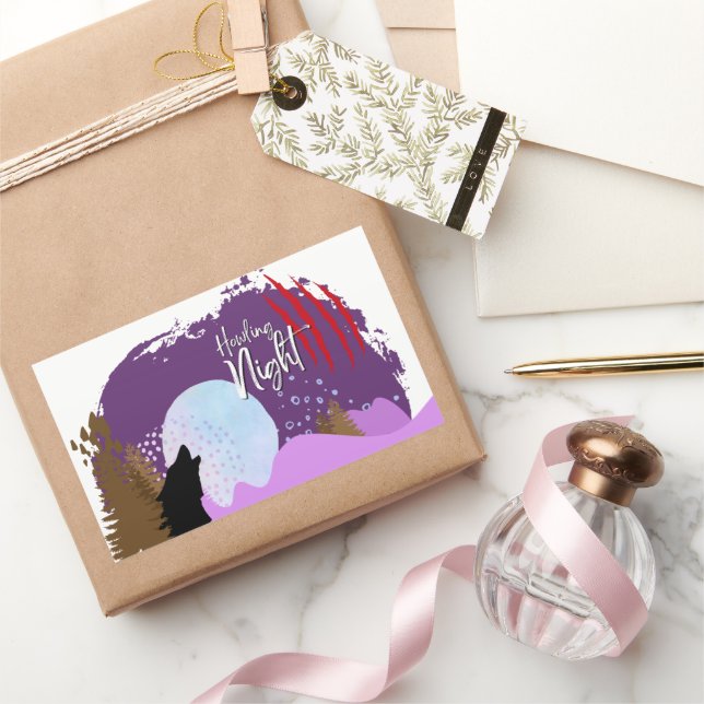 Halloween Briefmarke Collection "Howling Night" Rechteckiger Aufkleber (Schenken)