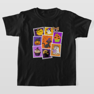 Halloween Briefmarke Katzen, Boo, Geister T-Shirt