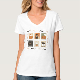 Halloween Briefmarke Panel T - Shirt - Niedliche P
