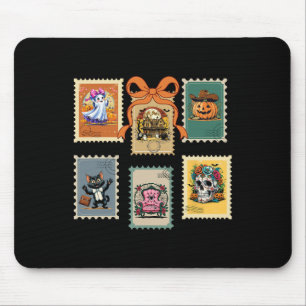 Halloween Briefmarke Spuk Pumpkin House Chair Skel Mousepad