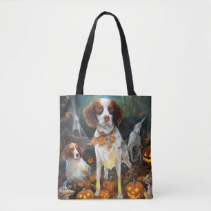 Halloween Brittany Spaniel mit Pumpkins Beängstige Tasche