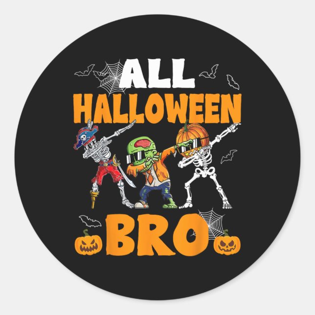 Halloween Bro Dabbing Skeleton Kürbislaterne Boys Runder Aufkleber (Vorderseite)