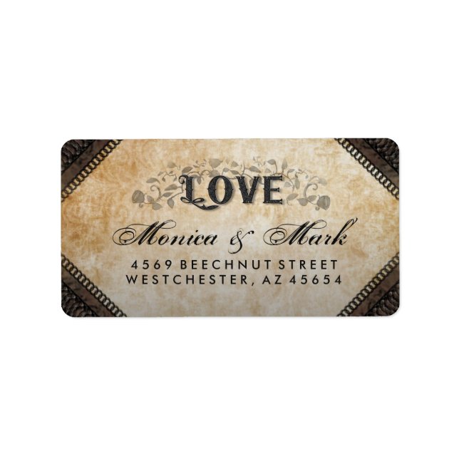 Halloween Brown Gothic LIEBE Hochzeitsadresse Adressaufkleber (Vorne)