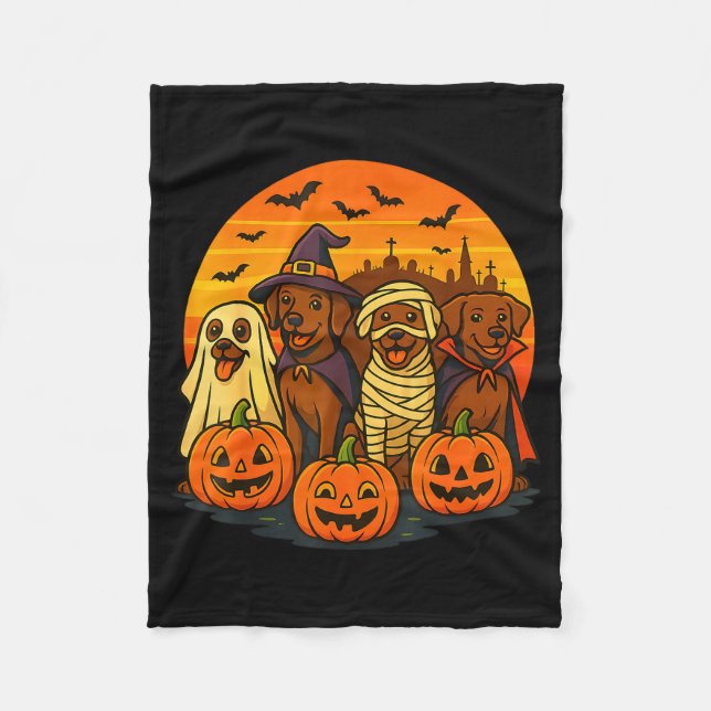 Halloween Brown Labrador Ghost Soky Chocolate Lab  Fleecedecke (Vorderseite)