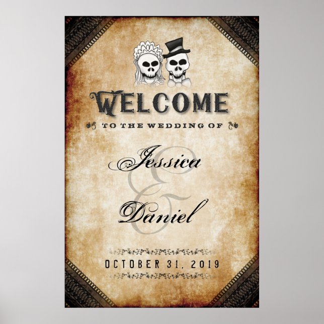 Halloween Brown Skelette 24x36 Willkommen bei Hoch Poster (Vorne)