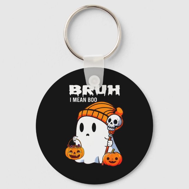 Halloween Bruh Ghost Boo Skull Pumpkin Boys Kids M Schlüsselanhänger (Vorderseite)