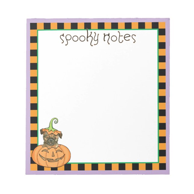 Halloween Brussels Griffon Notepad Notizblock (Vorderseite)