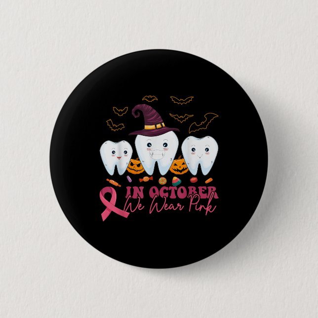 Halloween Brustkrebs Bewusstsein _1 Button (Vorderseite)