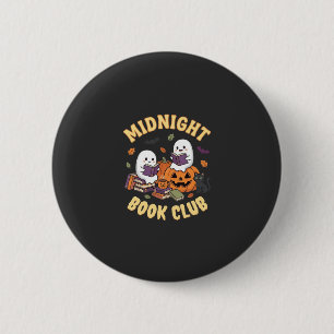 Halloween-Buchclub-Geist liest Kürbis-Design_1 Button