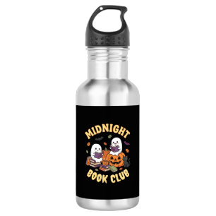 Halloween-Buchclub-Geist liest Kürbis-Design_1 Edelstahlflasche
