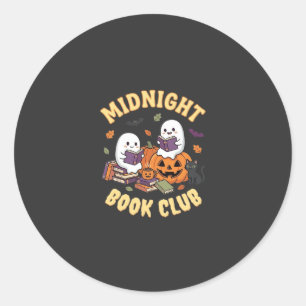 Halloween-Buchclub-Geist liest Kürbis-Design_1 Runder Aufkleber